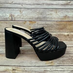 Antonio Melani Womens Black Strappy Platform Block Heel Open Toe Shoes 9.5M
